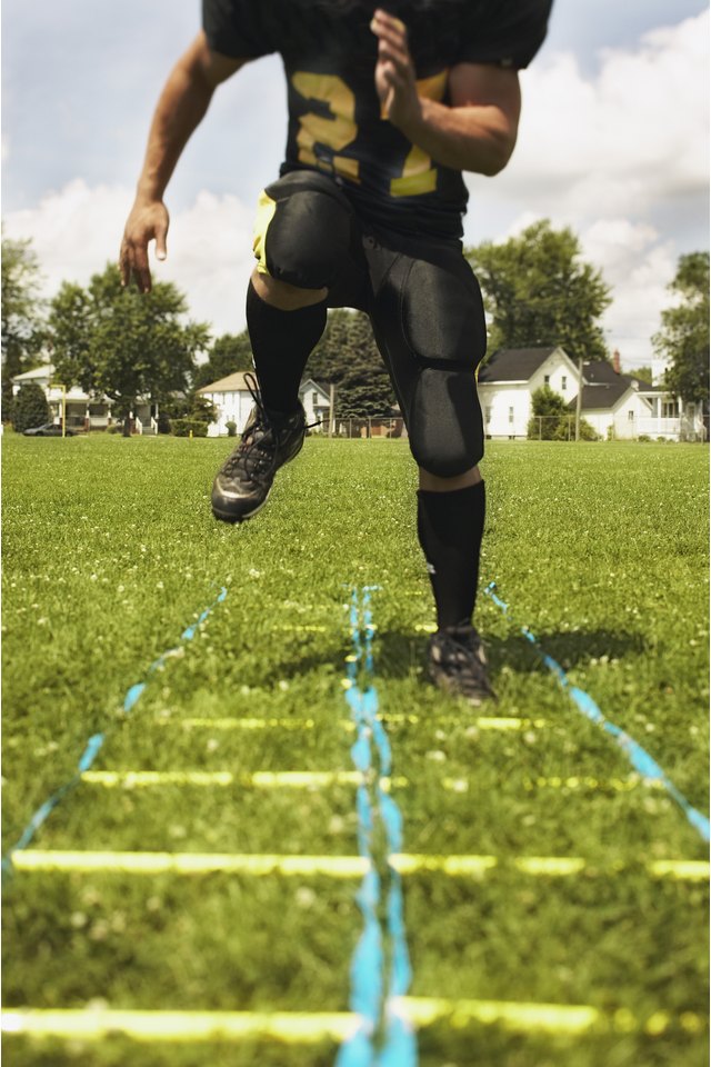 Football player doing drill