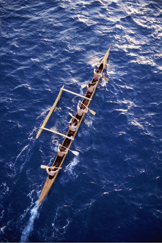 Outrigger canoe on ocean
