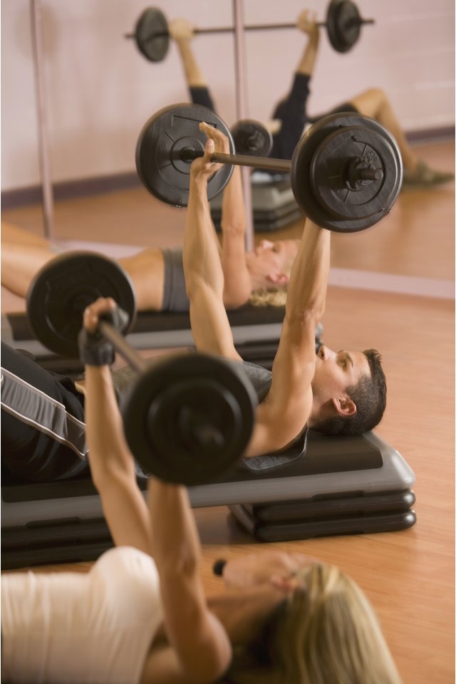 People working out with weights
