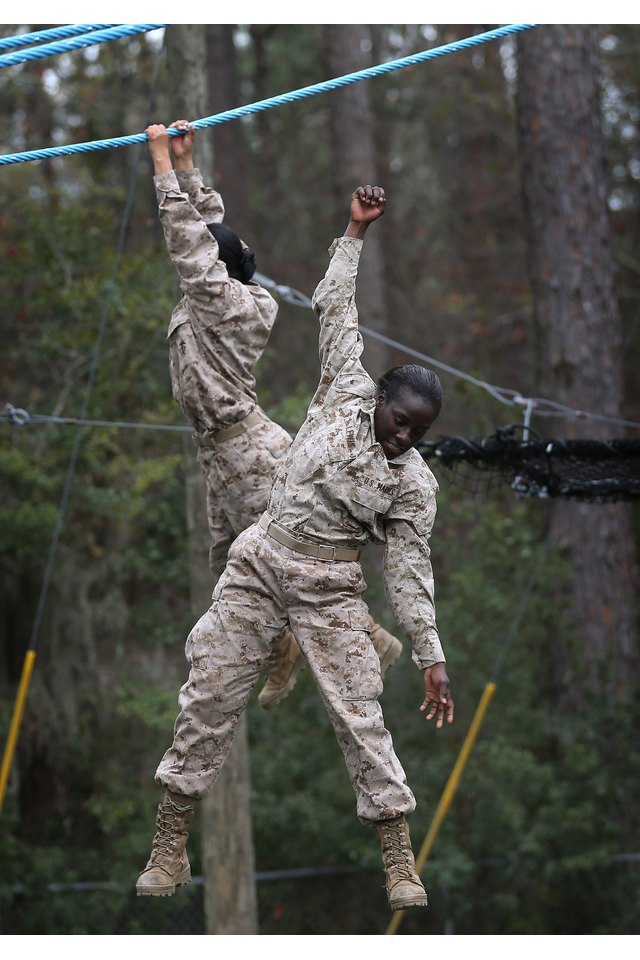 Women Attend Marine Boot Camp At Parris Island, South Carolina