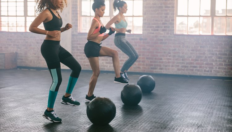 Women exercising in aerobics class