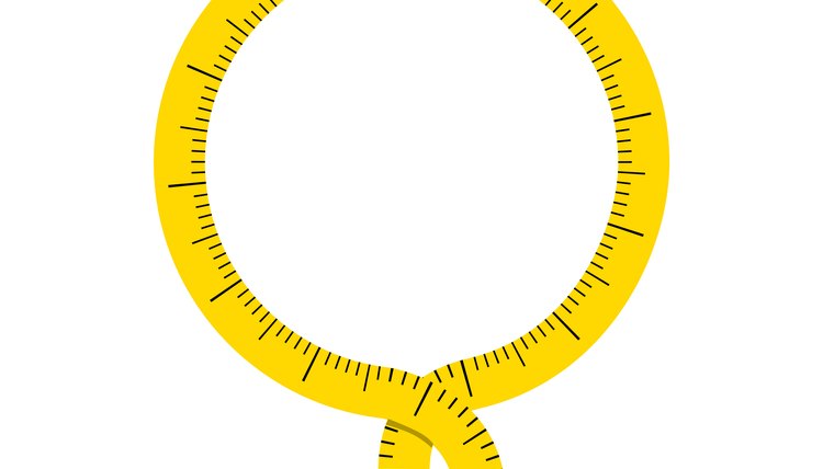circle a ring of yellow measuring tape with interlacing ends and a place in the center of the shape for text