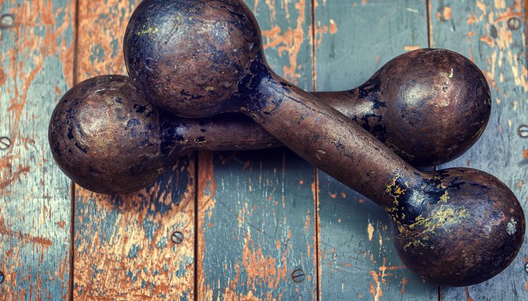 Retro iron grunge dumbbells