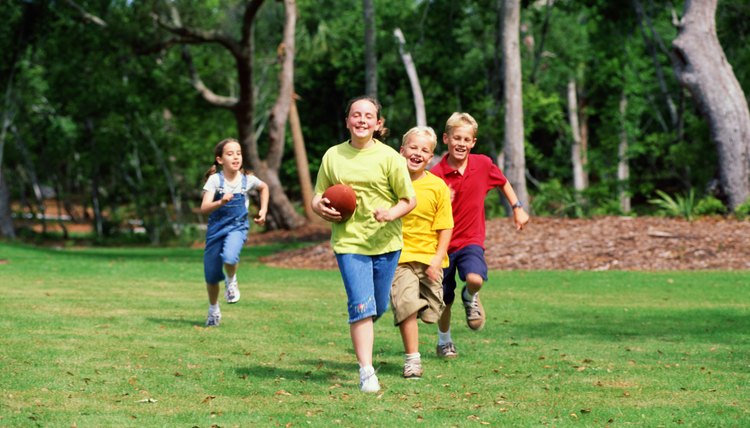 Children playing football
