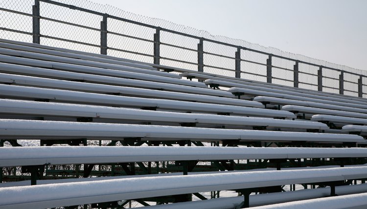 Snow on stadium bleachers
