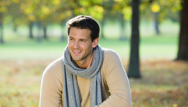 Mid adult man in autumn forest
