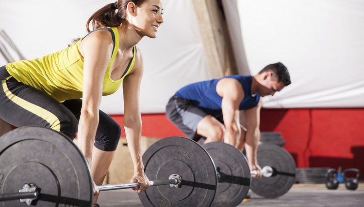Working out in a crossfit gym