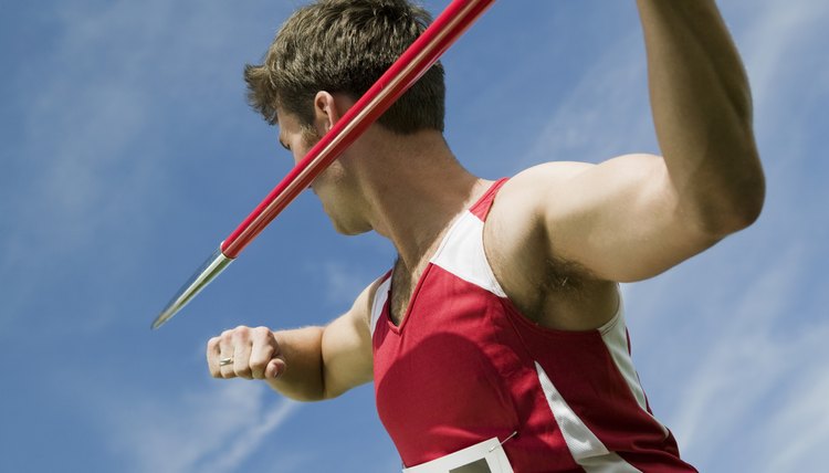Male athlete holding javelin