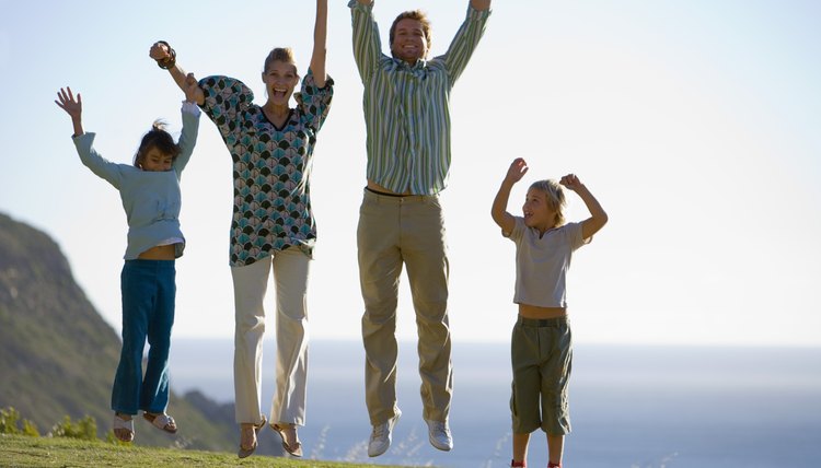 Family jumping together