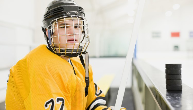 Ice hockey player in an ice rink