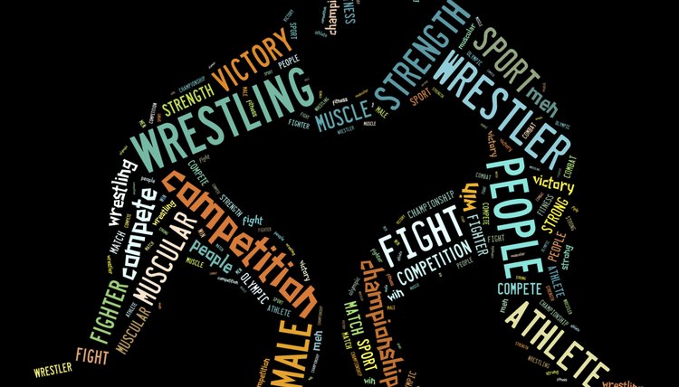 wrestling word cloud with colorful wordings