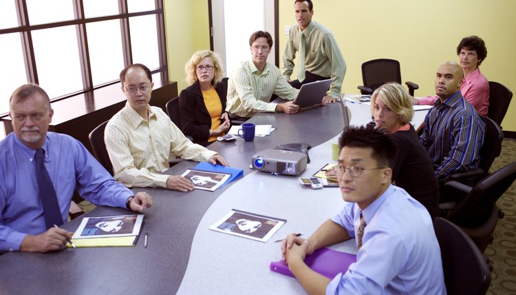 High angle view of a group of business executives in a conference