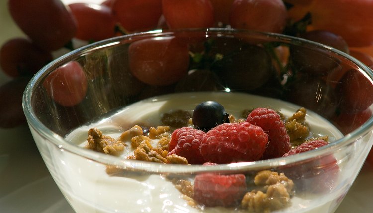 Bowl of yogurt with granola and berries