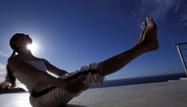 Woman stretching outdoors