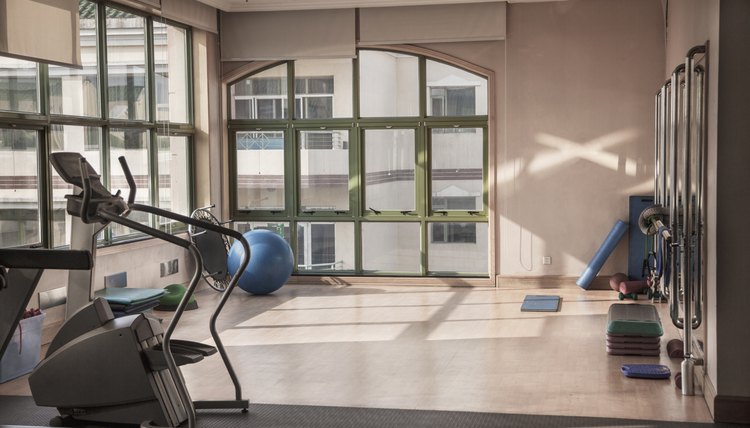 Fitness studio with dance rail.
