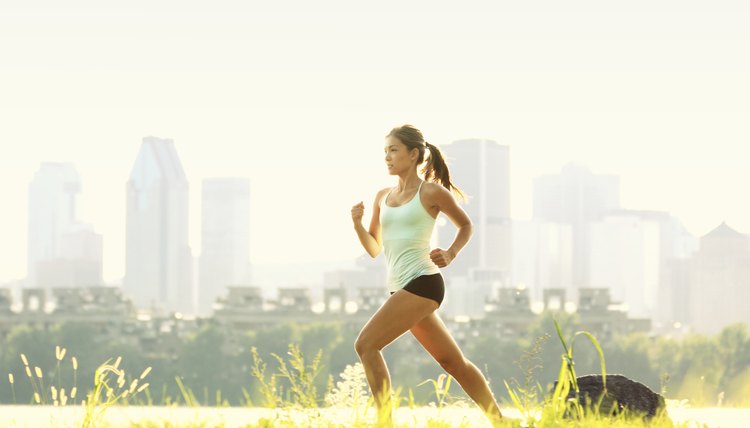 Running woman city fitness