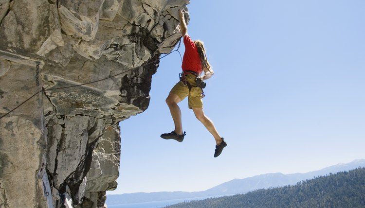 Man rock climbing