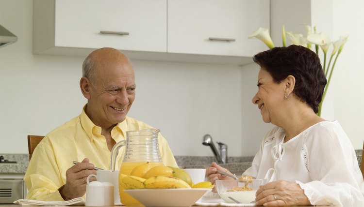 Senior couple having breakfast